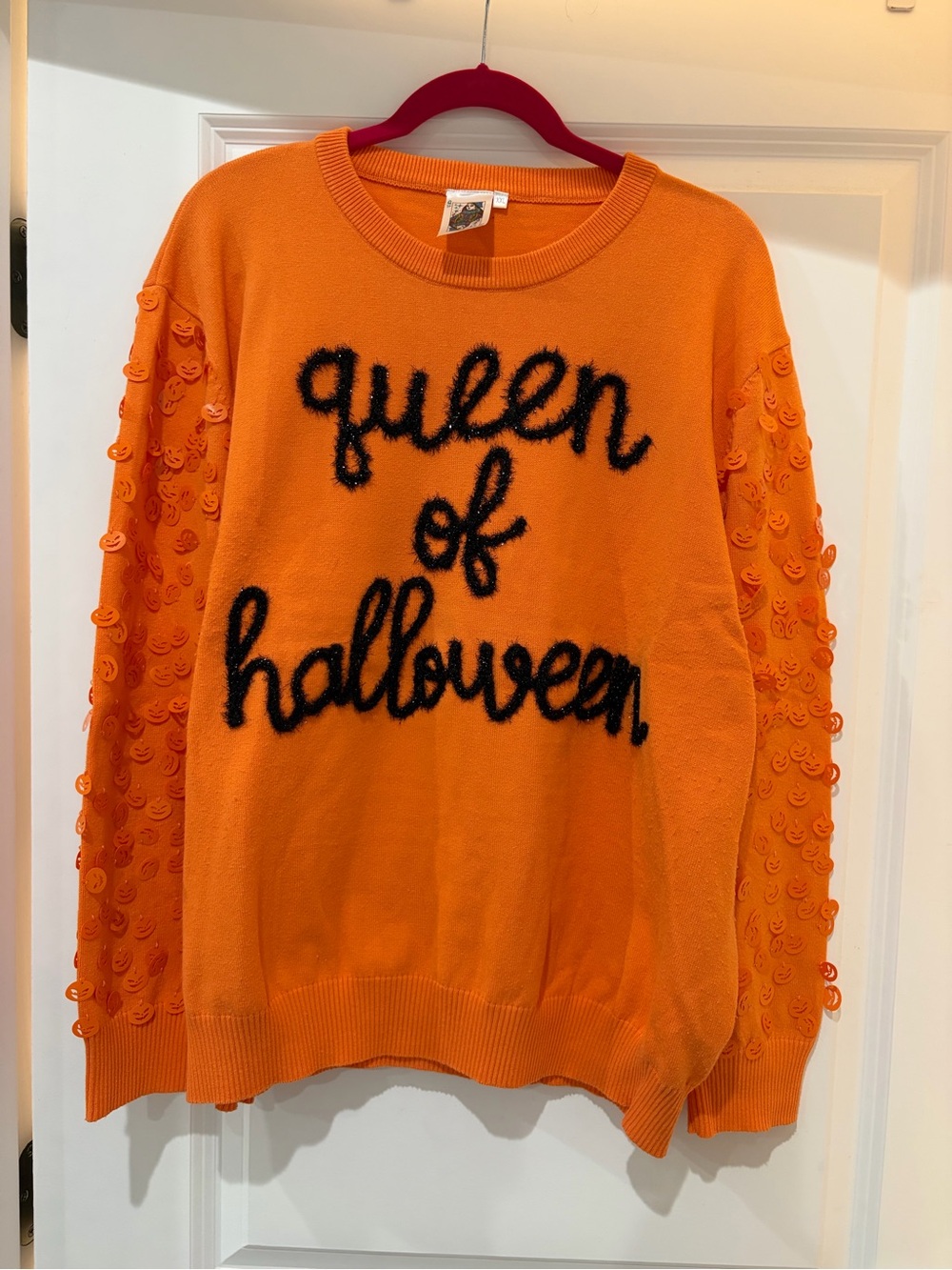 QUEEN OF SPARKLES Orange 'queen of halloween' Crewneck Sweater
